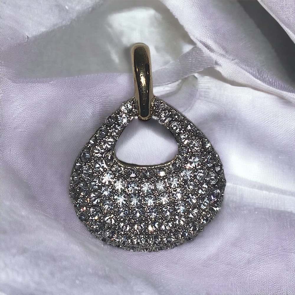Nolan Miller Signed Pave Crystal Pendant Teardrop EUC